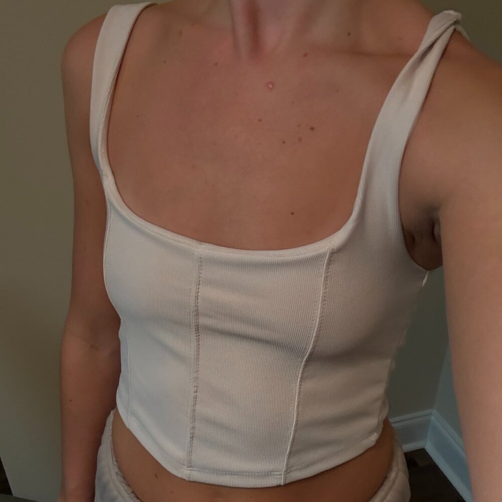 Corset Style Cream/Off-White Crop-top